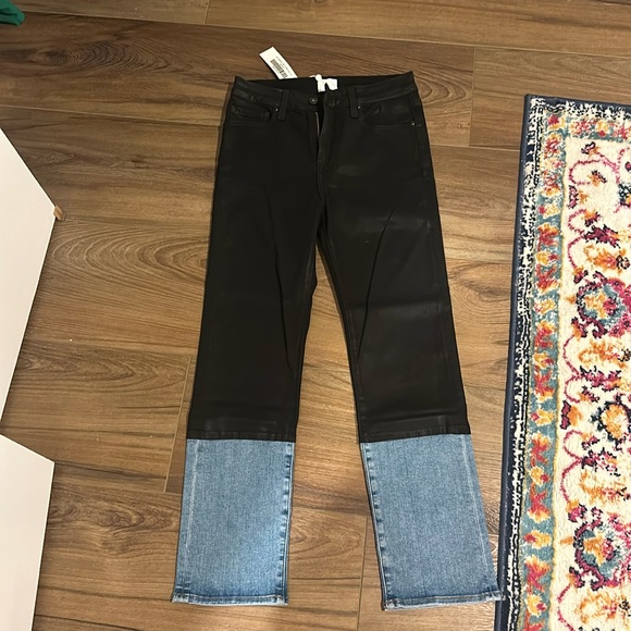 Jonathan Simkhai River High-Rise Two-Tone Stretch Straight-Leg Jeans - Picture 1 of 5